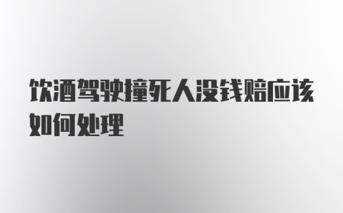 饮酒驾驶撞死人没钱赔应该如何处理