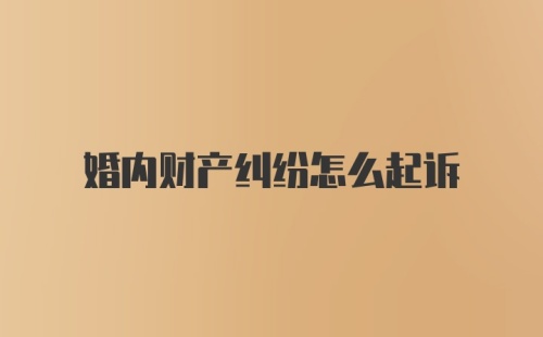 婚内财产纠纷怎么起诉