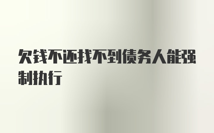 欠钱不还找不到债务人能强制执行