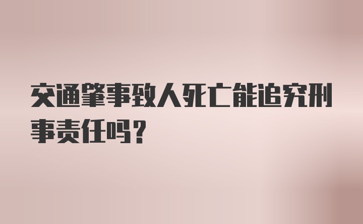 交通肇事致人死亡能追究刑事责任吗？