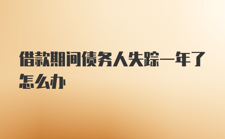 借款期间债务人失踪一年了怎么办