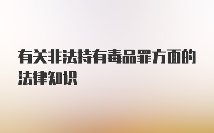 有关非法持有毒品罪方面的法律知识