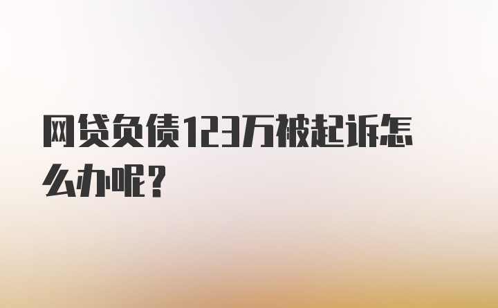 网贷负债123万被起诉怎么办呢？