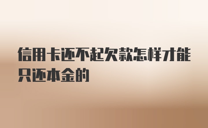 信用卡还不起欠款怎样才能只还本金的