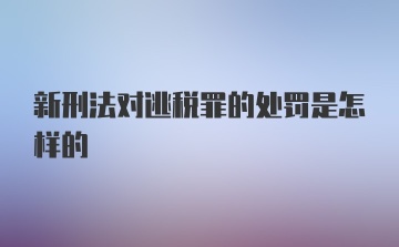 新刑法对逃税罪的处罚是怎样的