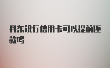 丹东银行信用卡可以提前还款吗