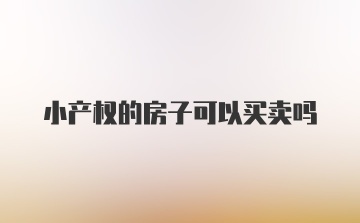 小产权的房子可以买卖吗