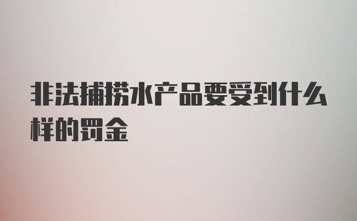 非法捕捞水产品要受到什么样的罚金