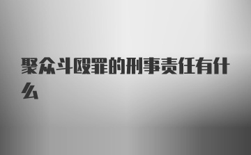 聚众斗殴罪的刑事责任有什么