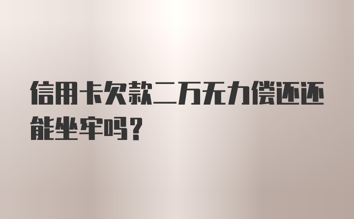 信用卡欠款二万无力偿还还能坐牢吗？