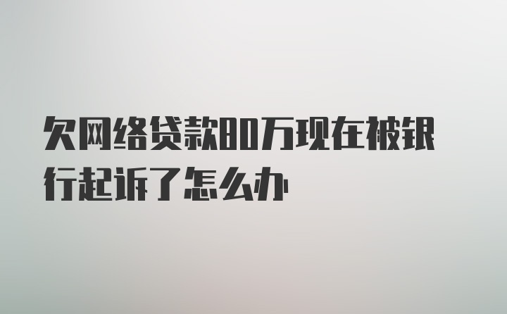 欠网络贷款80万现在被银行起诉了怎么办