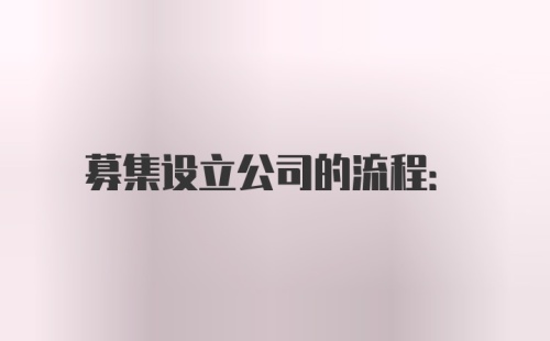 募集设立公司的流程: