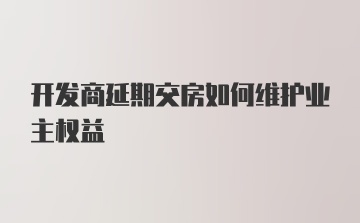 开发商延期交房如何维护业主权益