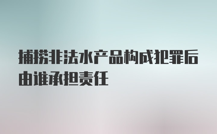 捕捞非法水产品构成犯罪后由谁承担责任