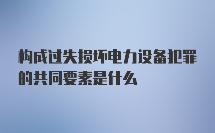 构成过失损坏电力设备犯罪的共同要素是什么