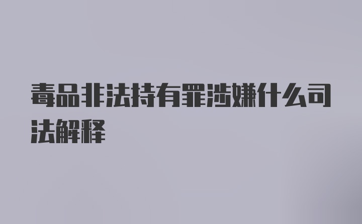 毒品非法持有罪涉嫌什么司法解释