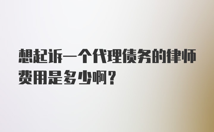 想起诉一个代理债务的律师费用是多少啊？