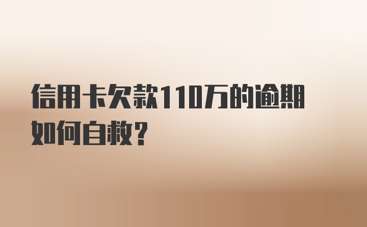 信用卡欠款110万的逾期如何自救？