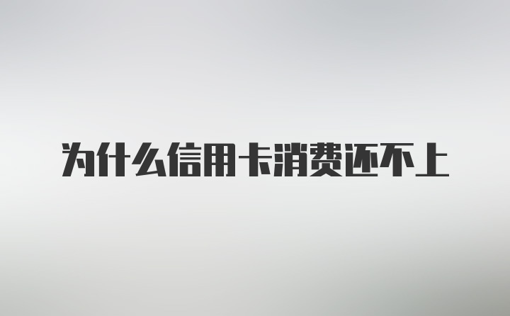 为什么信用卡消费还不上