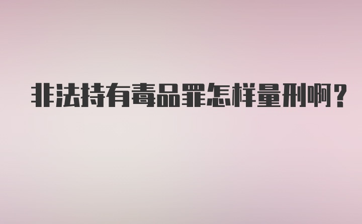 非法持有毒品罪怎样量刑啊？