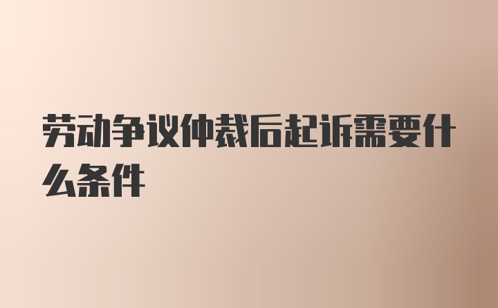 劳动争议仲裁后起诉需要什么条件