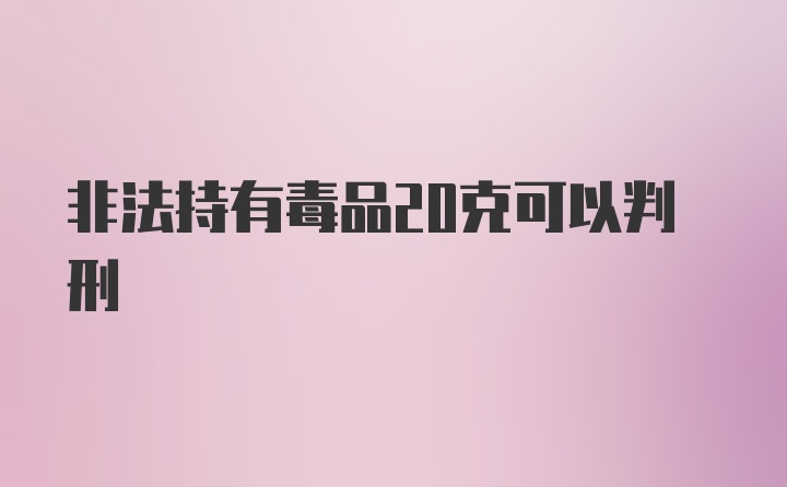 非法持有毒品20克可以判刑