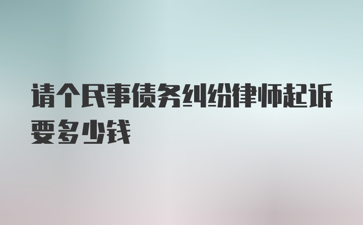 请个民事债务纠纷律师起诉要多少钱