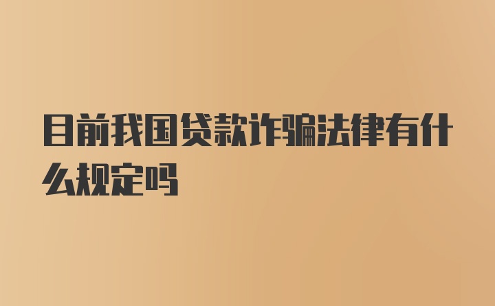 目前我国贷款诈骗法律有什么规定吗