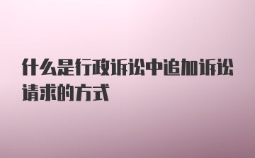 什么是行政诉讼中追加诉讼请求的方式