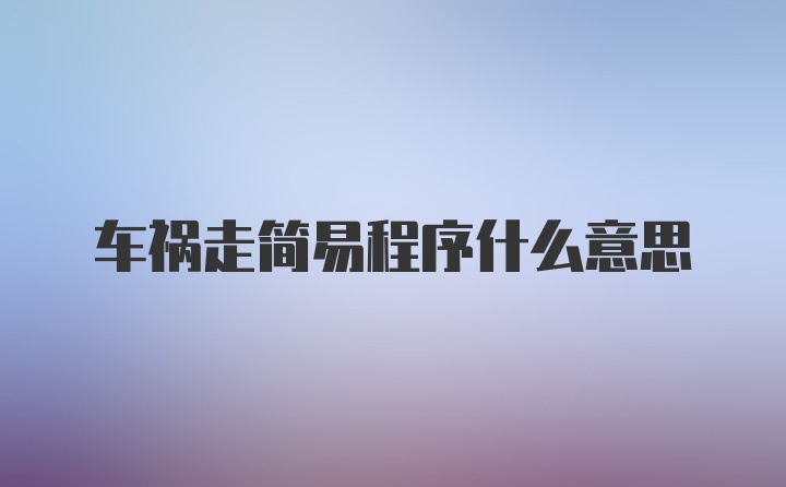 车祸走简易程序什么意思