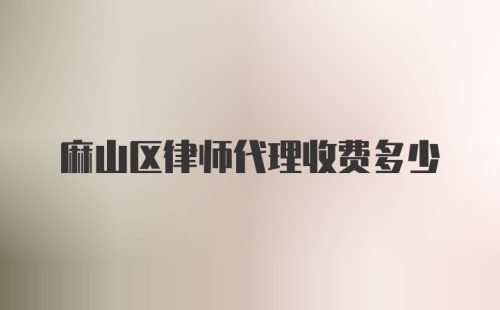 麻山区律师代理收费多少