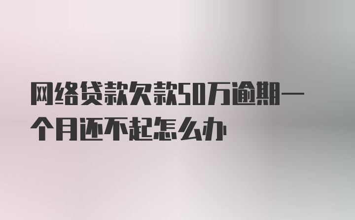 网络贷款欠款50万逾期一个月还不起怎么办