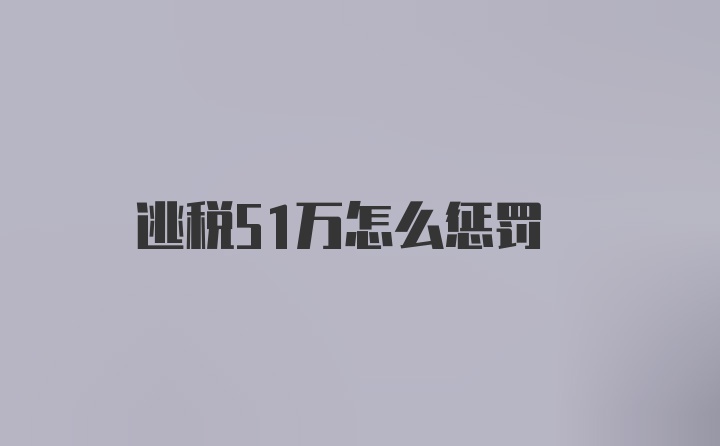 逃税51万怎么惩罚