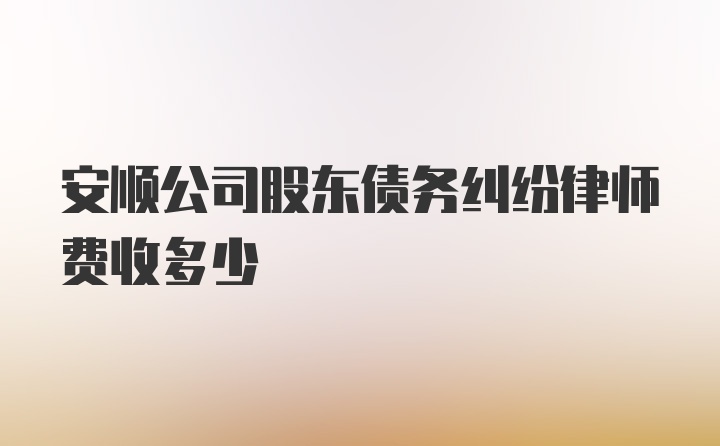 安顺公司股东债务纠纷律师费收多少