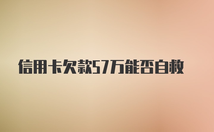 信用卡欠款57万能否自救