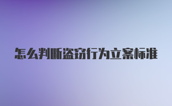 怎么判断盗窃行为立案标准