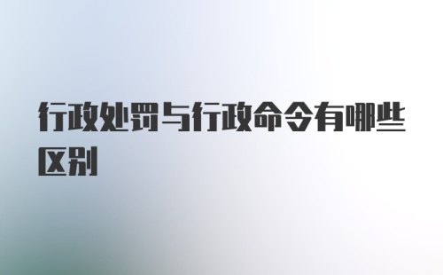 行政处罚与行政命令有哪些区别