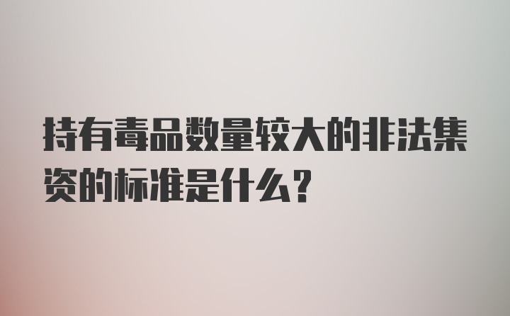 持有毒品数量较大的非法集资的标准是什么？