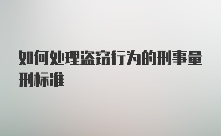 如何处理盗窃行为的刑事量刑标准