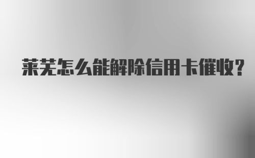 莱芜怎么能解除信用卡催收？