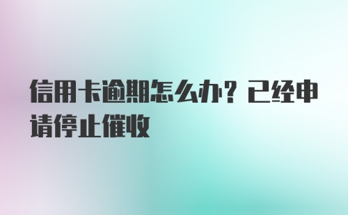 信用卡逾期怎么办？已经申请停止催收