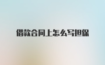 借款合同上怎么写担保