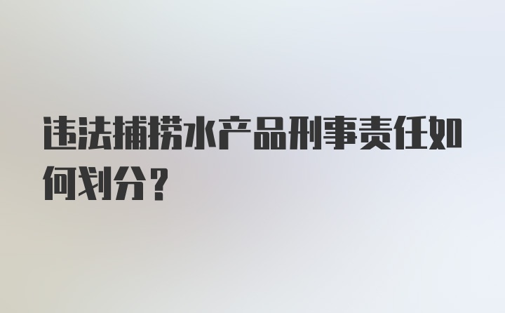 违法捕捞水产品刑事责任如何划分？