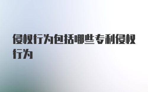 侵权行为包括哪些专利侵权行为