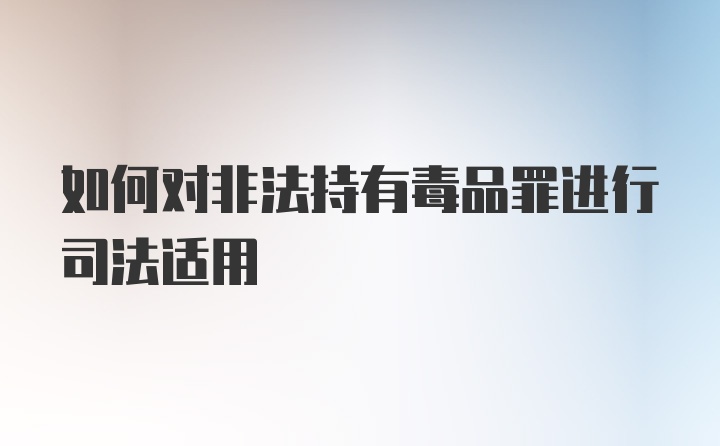 如何对非法持有毒品罪进行司法适用