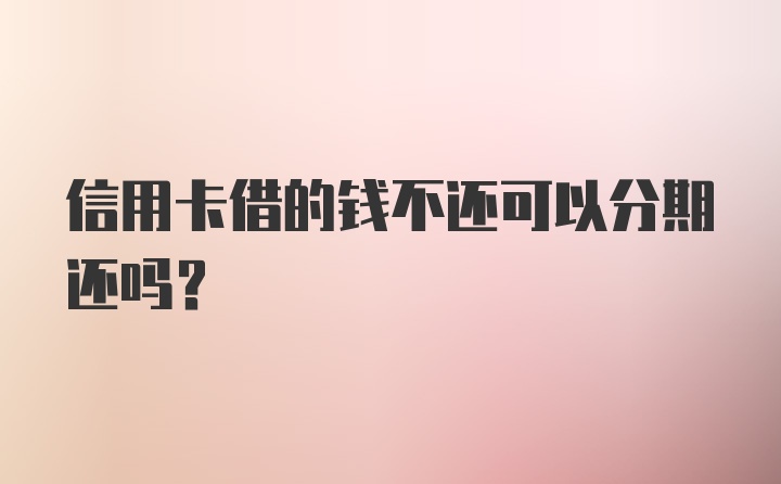 信用卡借的钱不还可以分期还吗？