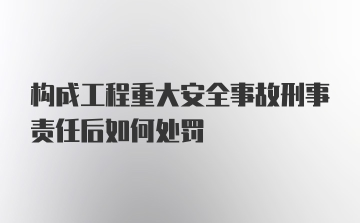 构成工程重大安全事故刑事责任后如何处罚