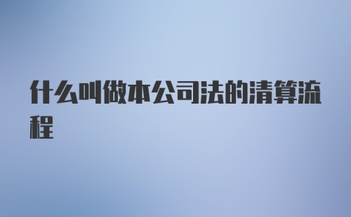 什么叫做本公司法的清算流程