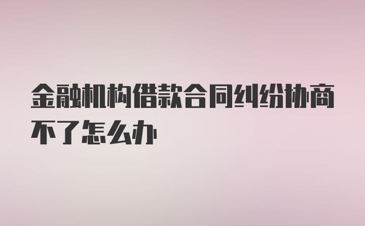 金融机构借款合同纠纷协商不了怎么办