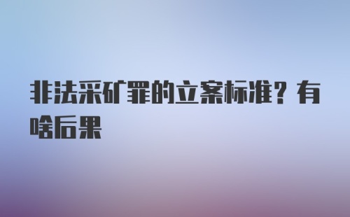 非法采矿罪的立案标准?有啥后果